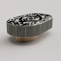 Aaryan Noir Bone Inlay Coffee Table in Black & White Geometric Design - Image 2