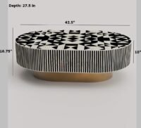 Aaryan Noir Bone Inlay Coffee Table in Black & White Geometric Design - Image 3