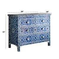 Jaipur Azure Star Blue Bone Inlay Chest of Drawers – Geometric Design - Image 3