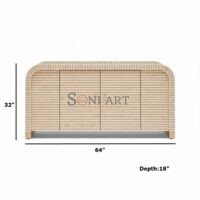 Sienna Stripe Bone Inlay Sideboard in Ivory with Curved Edge Design - Image 3
