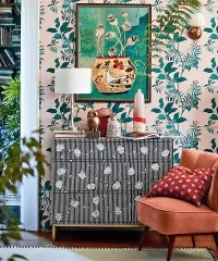 Indigo Stripe Floral Bone Inlay Chest of Drawers – Blue & White Cabinet - Image 3