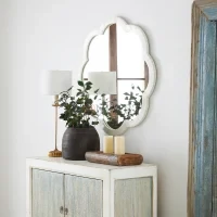 Ivory Petal Bone Inlay Scalloped Mirror – Handcrafted Decorative Wall Mirror - Image 2