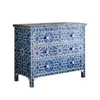 Jaipur Azure Star Blue Bone Inlay Chest of Drawers – Geometric Design - Image 2