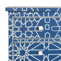 Jaipur Azure Star Blue Bone Inlay Chest of Drawers – Geometric Design - Image 3