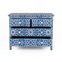 Jaipur Azure Star Blue Bone Inlay Chest of Drawers – Geometric Design - Image 4