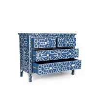 Jaipur Azure Star Blue Bone Inlay Chest of Drawers – Geometric Design - Image 5