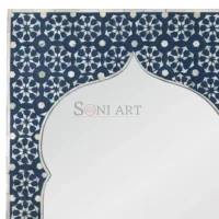 Moroccan Green Bone Inlay Arch Mirror - Image 2