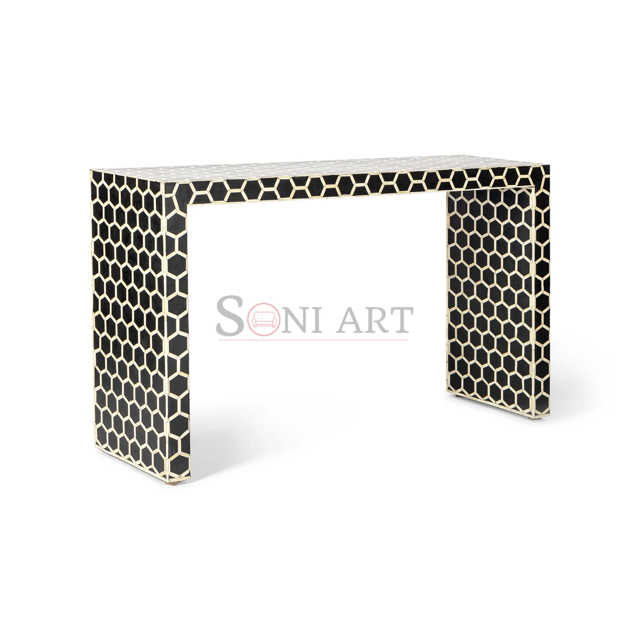 Noir Honeycomb Bone Inlay Console Table – Black &Amp;Amp; Ivory Geometric Entryway Table Noir Honeycomb Bone Inlay Console Table – Black & Ivory Geometric Entryway Table | Entryway Console Table | Geometric Console Table | Entryway Console Table for Living Room | Soni Art