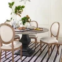 Noir Royale Black Bone Inlay Round Dining Table – Luxury Pedestal Base - Image 3