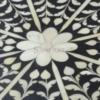 Noir Royale Black Bone Inlay Round Dining Table – Luxury Pedestal Base - Image 4