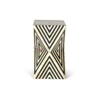 Vortex Prism Black & Ivory Bone Inlay Side Table – Geometric Accent Table - Image 2