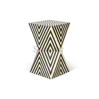 Zara Prism Black & Ivory Bone Inlay Side Table – Geometric Accent Table | Soni Art