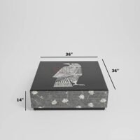 Noir Aviary Bone Inlay Coffee Table – Black Floral & Bird Motif Luxury Center Table - Image 3