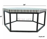 Vortex Hexagon Bone Inlay Center Table for Living Room Hallway - Image 3