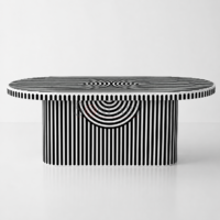 Emerald Arc Bone Inlay Dining Table - Image 7