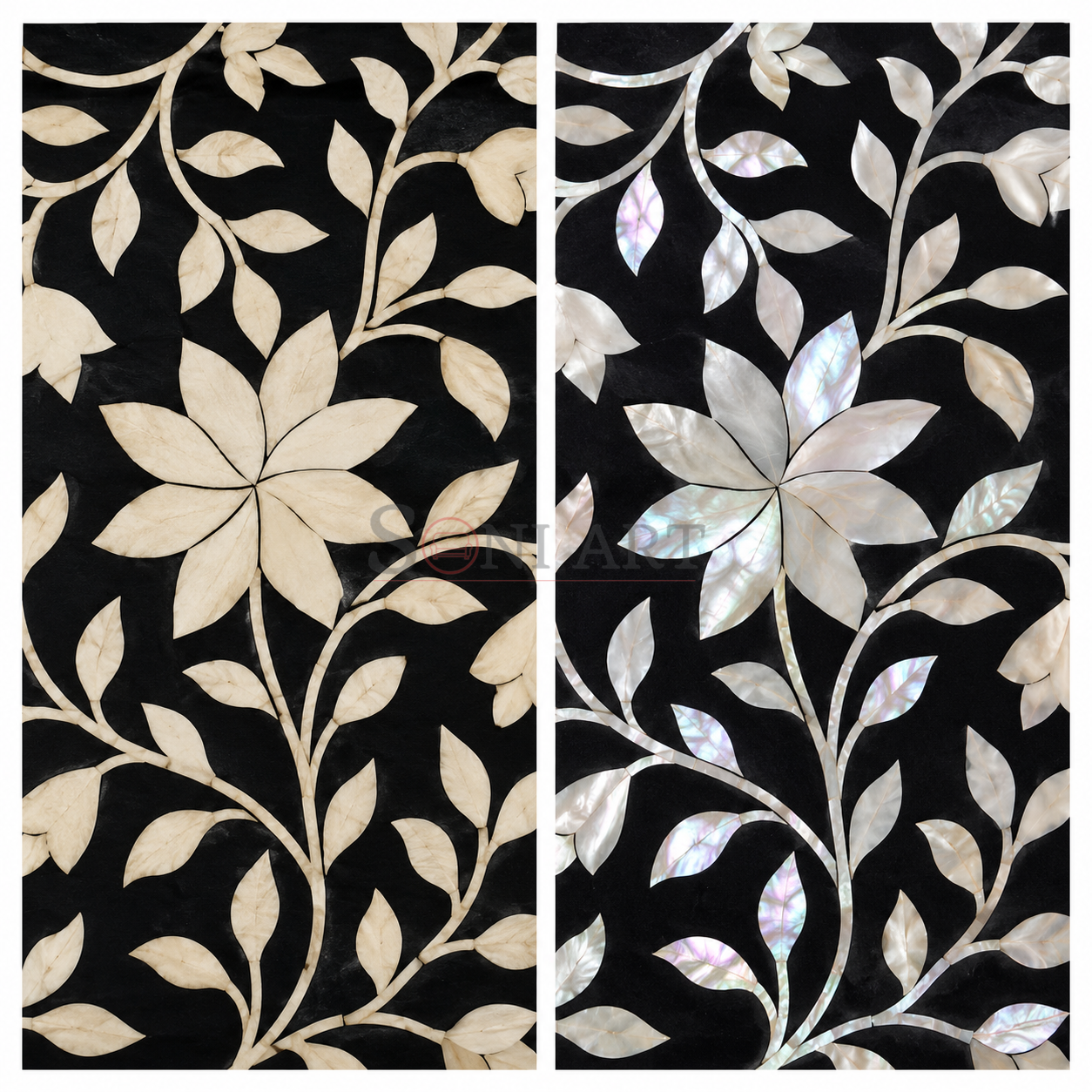 Difference between Bone Inlay Furniture Mother of Pearl Comparison of Bone Inlay Furniture vs Mother of Pearl Furniture 1 | Soni Art