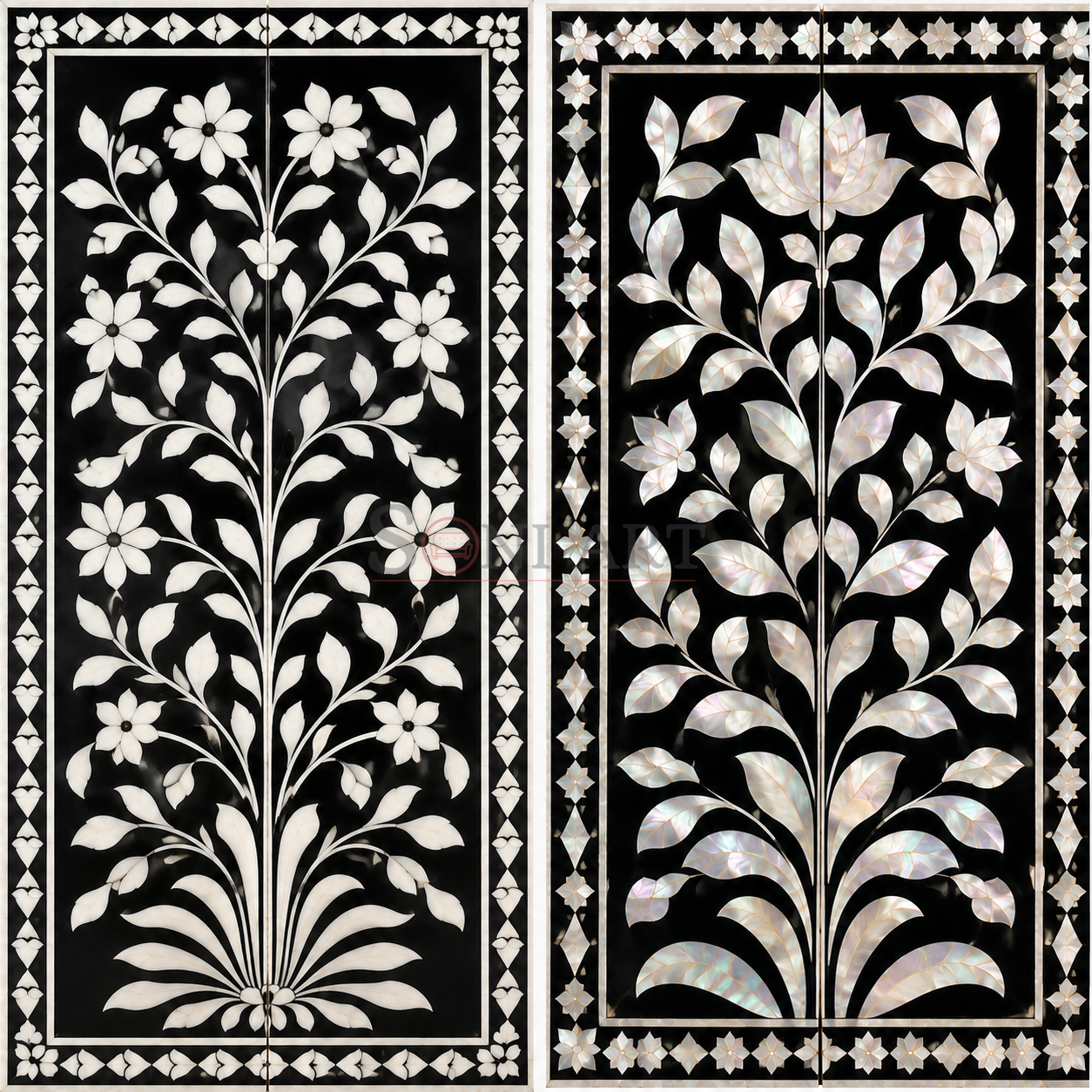 Difference between Bone Inlay Furniture Mother of Pearl Comparison of Bone Inlay Furniture vs Mother of Pearl Furniture | Soni Art