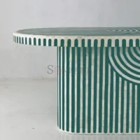 Emerald Arc Bone Inlay Dining Table - Image 2