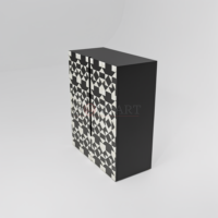 Aaryan Noir Bone Inlay Cabinet – Black & White Geometric Luxury Storage Unit - Image 4