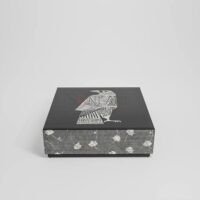 Noir Aviary Bone Inlay Coffee Table – Black Floral & Bird Motif Luxury Center Table - Image 3