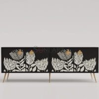 Noir Botanica Bone Inlay TV Console Table - Image 2