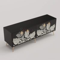 Noir Botanica Bone Inlay TV Console Table - Image 3