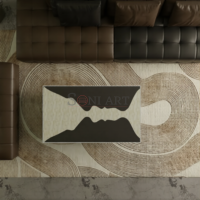 Noir Wave Bone Inlay Coffee Table - Handcrafted Black & Ivory Designer Center Table - Image 2