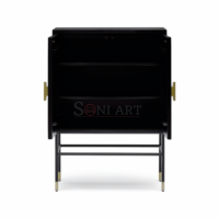 Aurelia Linea Bone Inlay Cabinet – Black & Ivory Geometric Luxury Accent Cabinet - Image 4