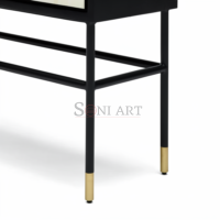 Aurelia Linea Bone Inlay Cabinet – Black & Ivory Geometric Luxury Accent Cabinet - Image 5