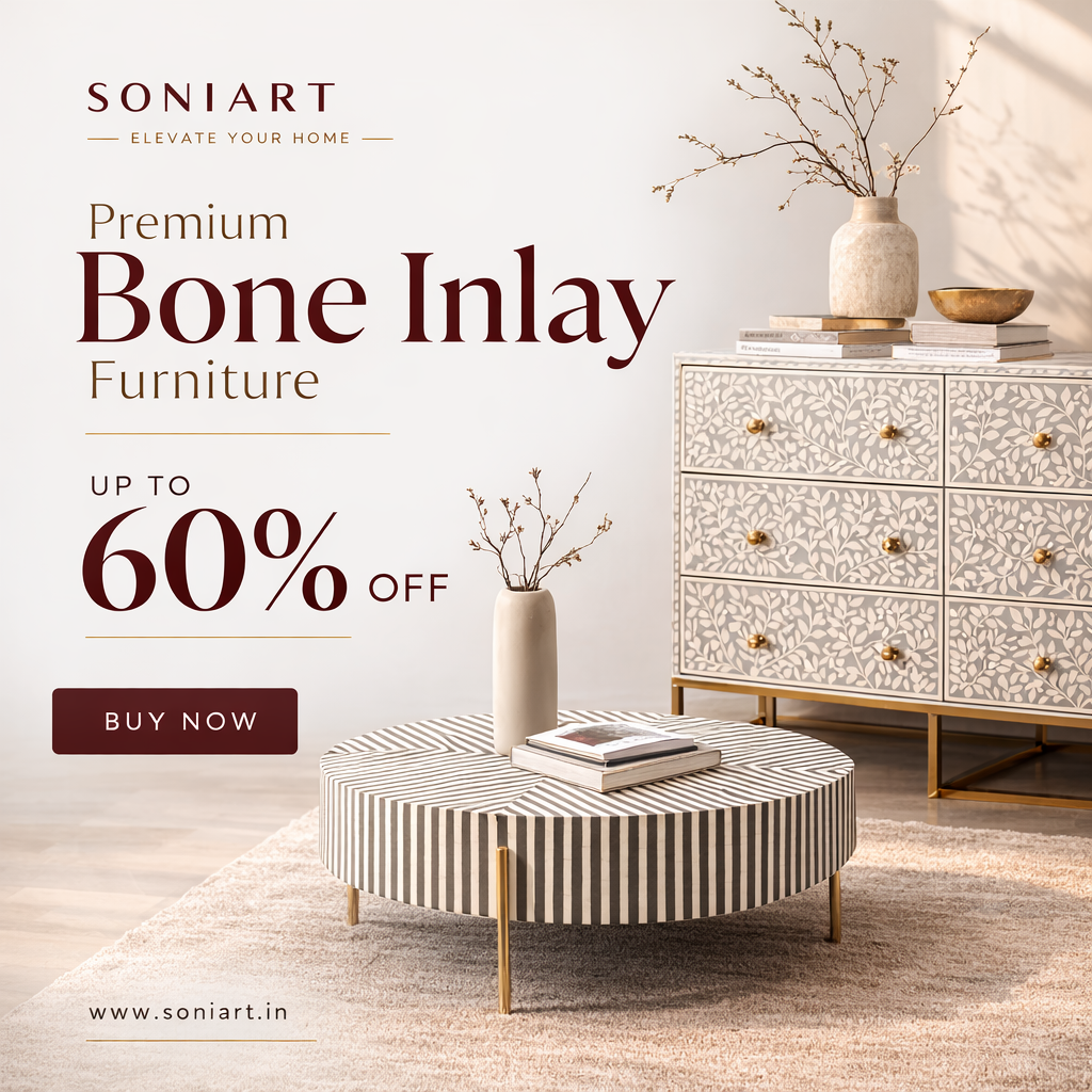 Premium Bone Inlay Furniture by Soni Art Mobile Responsive Banner 1 | Soni Art