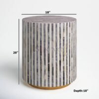 Bohemian Flam Bone Inlay End Table Side Table Living Room Bedroom - Image 3