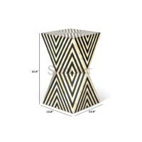 Vortex Prism Black & Ivory Bone Inlay Side Table – Geometric Accent Table - Image 3