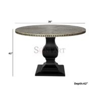 Noir Royale Black Bone Inlay Round Dining Table – Luxury Pedestal Base - Image 3
