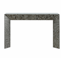 Bohemian Bone Inlay Console Table – Black Geometric Stripe Luxury Entryway Table - Image 4