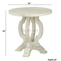 Jalna Solid Wood Sofa Side Table Accent Table White Living Room Hallway 24x25x24 Inch - Image 3