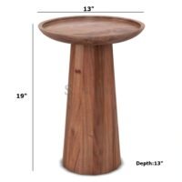 Kimball Round Contemporary Acacia Wood Accent Table Sofa Side Table Living Room 13x19 Inch - Image 3