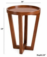 Laxe Solid Wood Round Side Table Sofa Side Table 16x18 Inches - Image 6
