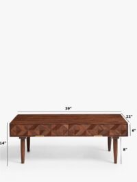 Lucia Acacia Wood Coffee Table with 2 Drawer - Image 3