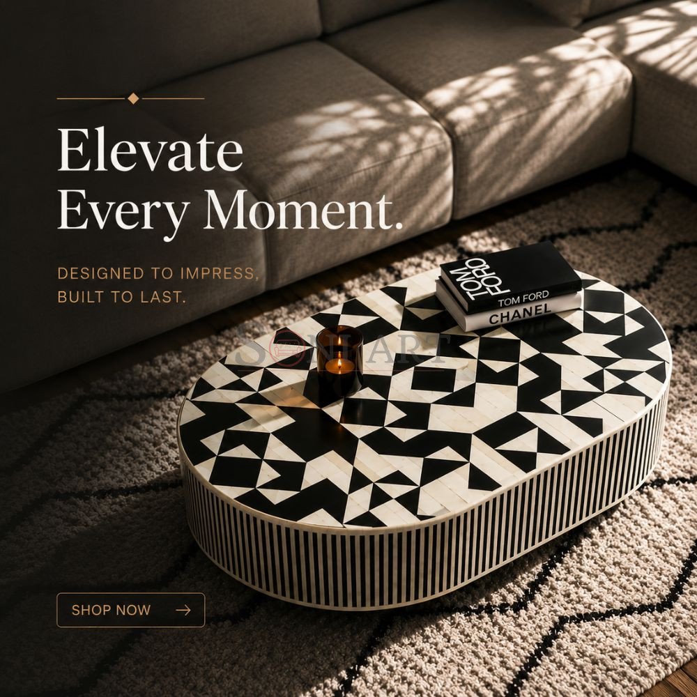 Buy Premium Solid Wood Furniture Online In India At Best Prices | Sheesham Wood Furniture Manufacturers | Soni Art Bone Inlay Coffee Table - Premium Bone Inlay & MOP Furniture Banner & Sale at Soni Art - Premium Solid Wood Furniture Online - Mobile Banner