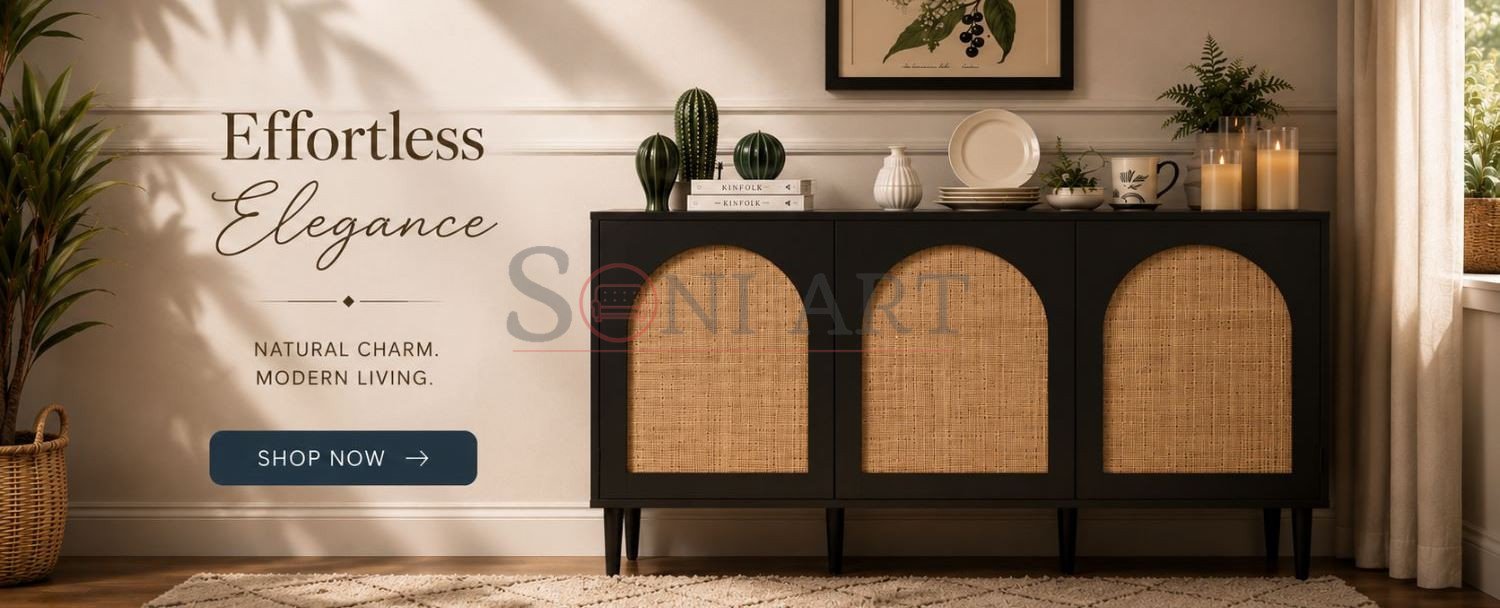 Buy Premium Solid Wood Furniture Online In India At Best Prices | Sheesham Wood Furniture Manufacturers | Soni Art Cane Cabinets - Premium Storage Furniture Banner & Sale at Soni Art - Premium Solid Wood Furniture Online