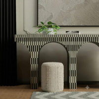 Archway Black & White Bone Inlay Console Table - Image 4