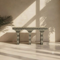 Archway Black & White Bone Inlay Console Table