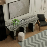 Archway Black & White Bone Inlay Console Table - Image 5