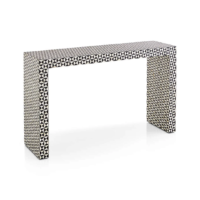 Monochrome Geometric Bone Inlay Console Table - Image 7