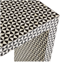 Monochrome Geometric Bone Inlay Console Table - Image 4