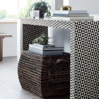 Monochrome Geometric Bone Inlay Console Table - Image 2