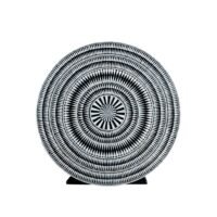 Black and White Geometric Bone Inlay Round Dining Table - Image 3