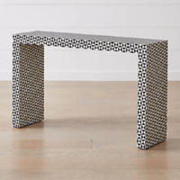 Monochrome Geometric Bone Inlay Console Table - Image 3