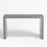 Monochrome Geometric Bone Inlay Console Table - Image 6