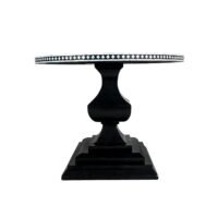 Black and White Geometric Bone Inlay Round Dining Table - Image 2